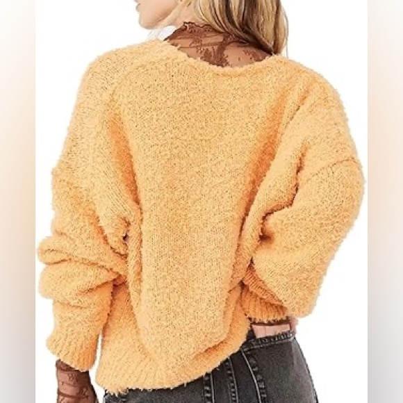 Free People We The Free Theo V-Neck Fuzzy Sweater - Picture 2 of 6